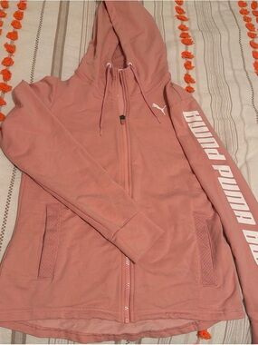 Puma Women's Dusty Pink Full-Zip Hooded Sweatshirt